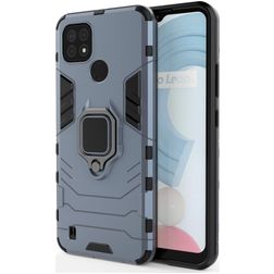 Mobigear Armor Ring Realme C21 Hoesje Hardcase Backcover Shockproof met Ringhouder - Blauw