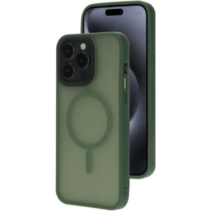 Mobiparts Hardcover iPhone 15 Pro Max MagSafe Hoesje Hardcase Backcover - Satin Green