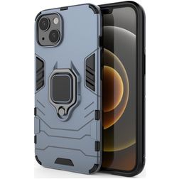 Mobigear Armor Ring iPhone 13 Hoesje Hardcase Backcover Shockproof met Ringhouder - Blauw