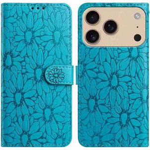 Mobigear Flowers iPhone 17 Pro Hoesje Bookcase Portemonnee - Blauw