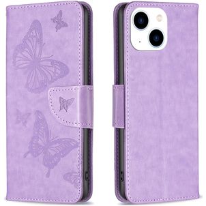 Mobigear Butterfly iPhone 15 Hoesje Bookcase Portemonnee - Paars