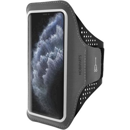 Mobiparts Comfort Fit Telefoonhouder Hardlopen iPhone 11 Pro Sport Hoesje Neopreen Sportarmband - Zwart