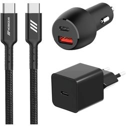 Mobigear Essentials Oplader + Autolader + USB-C Kabel 1 Meter Power Delivery 48W - Zwart