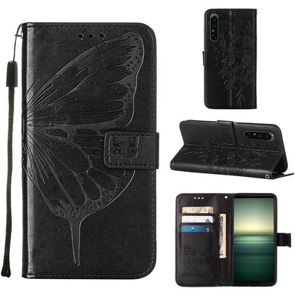 Mobigear Butterfly Sony Xperia 1 IV Hoesje Bookcase Portemonnee - Zwart