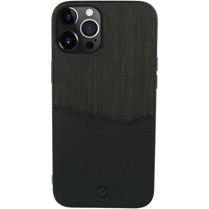 Valenta Card Slot iPhone 13 Pro Max Hoesje Echt Leer Backcover met Pasjeshouder - Zwart