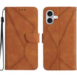 Mobigear Stitch iPhone 17 Hoesje Bookcase Portemonnee - Bruin