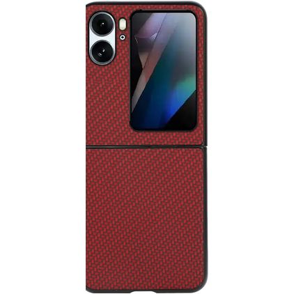 Mobigear Carbon OPPO Find N2 Flip Hoesje Hardcase Backcover - Rood