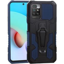 Mobigear Armor Stand Xiaomi Redmi 10 4G Hoesje Hardcase Backcover Shockproof met Standaard - Blauw