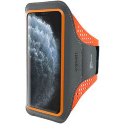 Mobiparts Comfort Fit Telefoonhouder Hardlopen iPhone 11 Pro Max Sport Hoesje Neopreen Sportarmband - Neon Orange