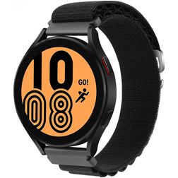 Mobigear Alpine Nylon Smartwatch Bandje Gespsluiting - Universeel 20 mm aansluiting - Zwart