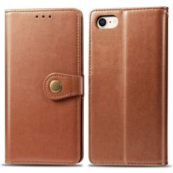 Mobigear Snap Button iPhone SE (2020) Hoesje Bookcase Portemonnee - Cognac