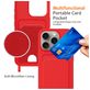 Mobigear Lanyard Card iPhone 16 Pro Max Siliconen Hoesje met koord en Pasjeshouder - Rood