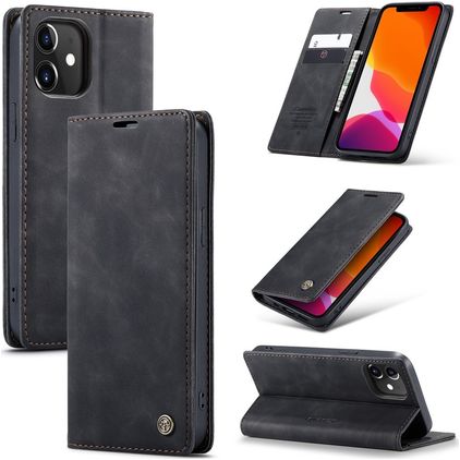 Caseme 013 iPhone 12 Hoesje Bookcase Portemonnee - Zwart