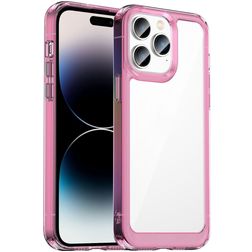 Mobigear Crystal iPhone 14 Pro Hoesje Hardcase Backcover - Transparant / Magenta