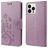 Mobigear Flowers iPhone 14 Pro Hoesje Bookcase Portemonnee - Paars