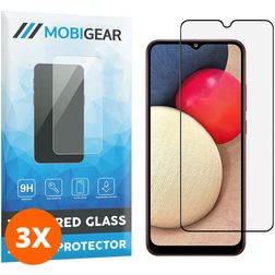 Mobigear Premium Samsung Galaxy A02s Glazen Screenprotector - Case Friendly - Zwart (3-Pack)