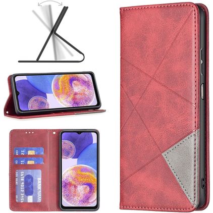 Mobigear Rhombus Slim Samsung Galaxy A23 Hoesje Bookcase - Rood