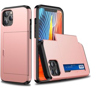 Mobigear Card iPhone 12 Mini Hoesje Hardcase Backcover Shockproof met Pasjeshouder - Roségoud