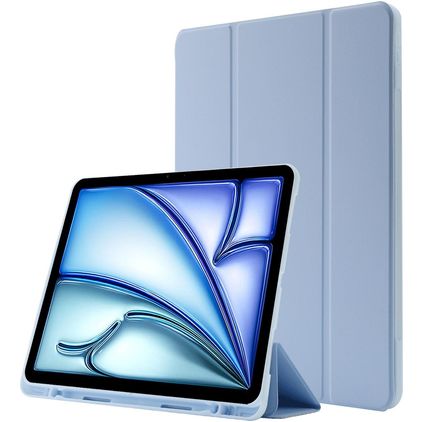 Mobigear Tri-Fold Gel iPad Air 11 Inch (2026) Hoes TPU,Kunstleer Bookcase + Stylus Houder - Blauw