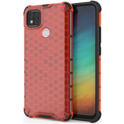 Mobigear Honeycomb Xiaomi Redmi 9C Hoesje Hardcase Backcover Shockproof - Rood