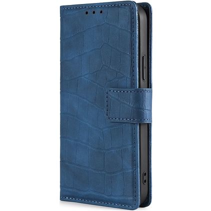 Mobigear Croco Motorola Moto E7i Power Hoesje Bookcase Portemonnee - Blauw