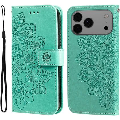 Mobigear Flowers iPhone 18 Pro Max Hoesje Bookcase Portemonnee - Groen