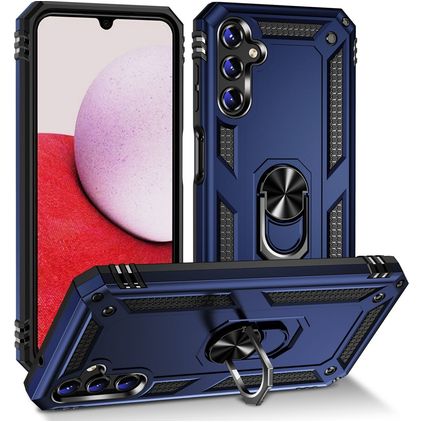 Mobigear Armor Ring Samsung Galaxy A14 Hoesje Hardcase Backcover Shockproof met Ringhouder - Blauw