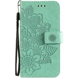 Mobigear Flowers OPPO A54 5G Hoesje Bookcase Portemonnee - Turquoise