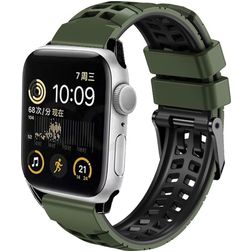 Mobigear Aero Armor Siliconen Apple Watch Bandje Gespsluiting - 49/46/45/44 mm - Legergroen