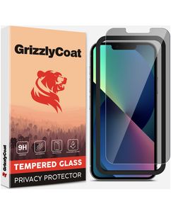 GrizzlyCoat Easy Fit AntiSpy iPhone 13 Mini Glazen Screenprotector Privacy - Case Friendly + Installatie Frame