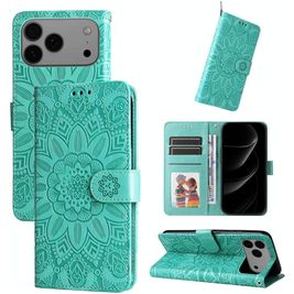 Mobigear Sunflower iPhone 17 Pro Max Hoesje Bookcase Portemonnee - Groen