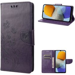 Mobigear Flowers Samsung Galaxy M23 Hoesje Bookcase Portemonnee - Paars