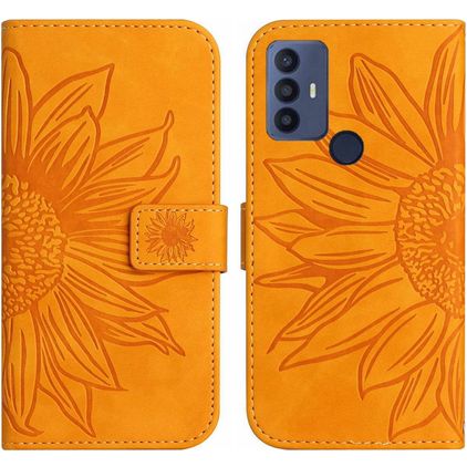Mobigear Sunflower TCL 305 Hoesje Bookcase Portemonnee - Cognac