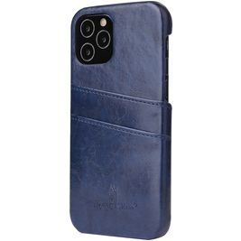 Fierre Shann Premium Card iPhone 12 Mini Hoesje Backcover met Pasjeshouder - Blauw