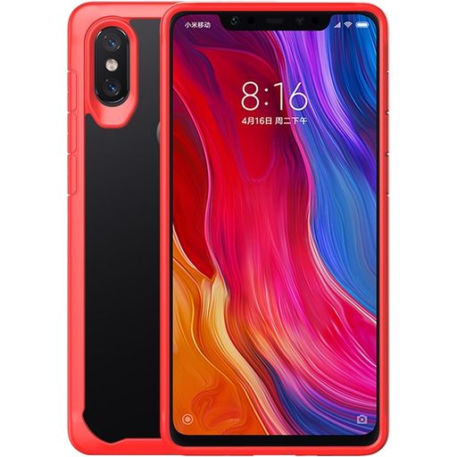 Mobigear Crystal Xiaomi Mi 8 SE Hoesje Hardcase Backcover - Transparant / Rood