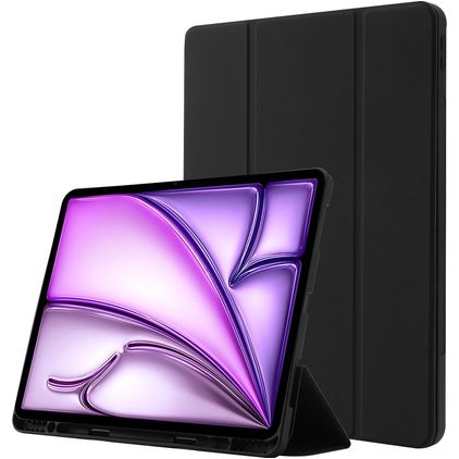 Mobigear Tri-Fold Gel iPad Air 13 Inch (2026) Hoes TPU,Kunstleer Bookcase + Stylus Houder - Zwart