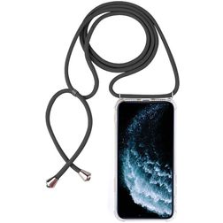 Mobigear Lanyard iPhone 11 Pro Max Flexibel TPU Hoesje met koord - Transparant / Grijs