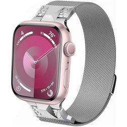 Mobigear Mecha Loop Milanese Apple Watch Bandje Magneetsluiting - 49/46/45/44 mm - Zilver