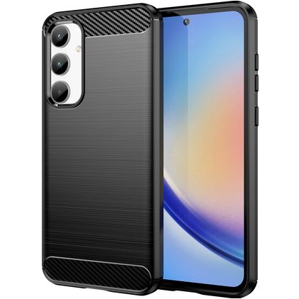 Mobigear Brushed Slim Samsung Galaxy A35 Hoesje Flexibel TPU Backcover - Zwart