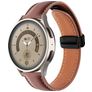 Mobigear Stitched Leren Smartwatch Bandje Magneetsluiting - Universeel 22 mm connector - Bruin