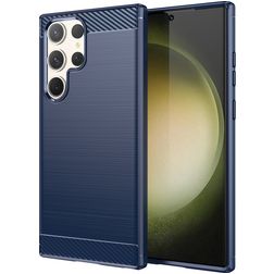 Mobigear Brushed Slim Samsung Galaxy S23 Ultra Hoesje Flexibel TPU Backcover - Blauw
