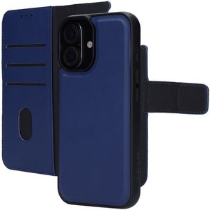 Mobiparts iPhone 16 MagSafe Hoesje Echt Leer Uitneembare 2in1 Bookcase Portemonnee - Blauw