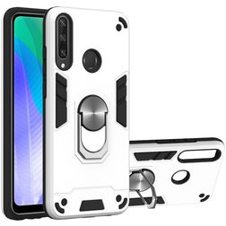 Mobigear Armor Ring Huawei Y6p Hoesje Hardcase Backcover Shockproof met Ringhouder - Zilver