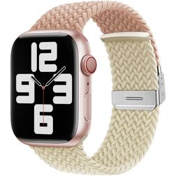 Mobigear Braided Dual Nylon Apple Watch Bandje Klemsluiting - 42/41/40/38 mm - Roze / Sterrenlicht