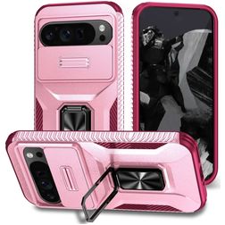 Mobigear Armor Ring Cam Slide Google Pixel 9 Pro XL Hoesje Hardcase Backcover Shockproof met Ringhouder en Camera Slider - Roze