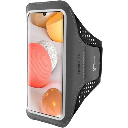 Mobiparts Comfort Fit Telefoonhouder Hardlopen Samsung Galaxy A42 Sport Hoesje Neopreen Sportarmband - Zwart