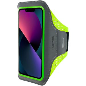 Mobiparts Comfort Fit Telefoonhouder Hardlopen iPhone 13 Sport Hoesje Neopreen Sportarmband - Neon Green