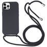 Mobigear Lanyard iPhone 16 Pro Max Siliconen Hoesje met koord - Zwart