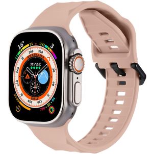 Mobigear Ripple Siliconen Apple Watch Bandje Gespsluiting - 49/46/45/44 mm - Roze