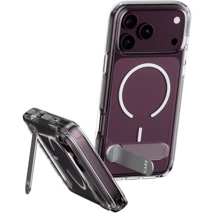 CARE by PanzerGlass Kickstand iPhone 18 Pro MagSafe Hoesje Hardcase Backcover Shockproof met Standaard - Transparant / Wit